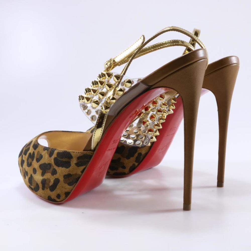 120mm Levitagirl Leopard Print spike PVC Suede Platform Sandals C380 - Picture 4 of 11